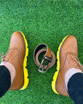 BROWN AND YELLOW LEATHER SHOES